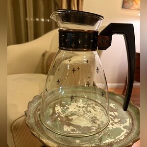 Vintage Pyrex Silex “Starlight” Glass Coffee Carafe with Black Handle